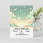 星の落下モダン天体デジタル誕生日 招待状 (スタンド正面)