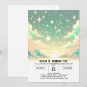 星の落下モダン天体デジタル誕生日 招待状 (正面/裏面)