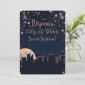 星の街 ローズゴールド スターズ ブルー 天空 招待状 (スタンド正面)