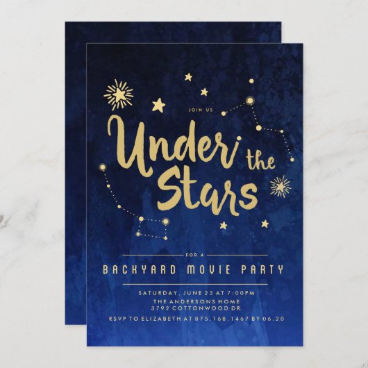 星の裏庭映画パーティの招待状の下 招待状 (正面/裏面)