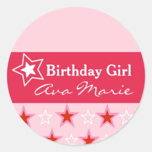 星の誕生日の女の子のパーティー ラウンドシール