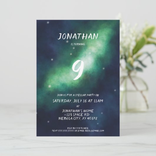 星の誕生日パーティー招待状深い宇宙スター 招待状 (スタンド正面)