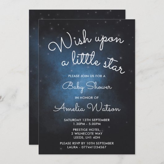 星の赤ちゃんのお招きを 招待状 (正面/裏面)
