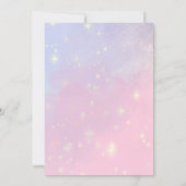 星の赤ちゃんシャワーとピンクと青の背景 招待状 (裏面)