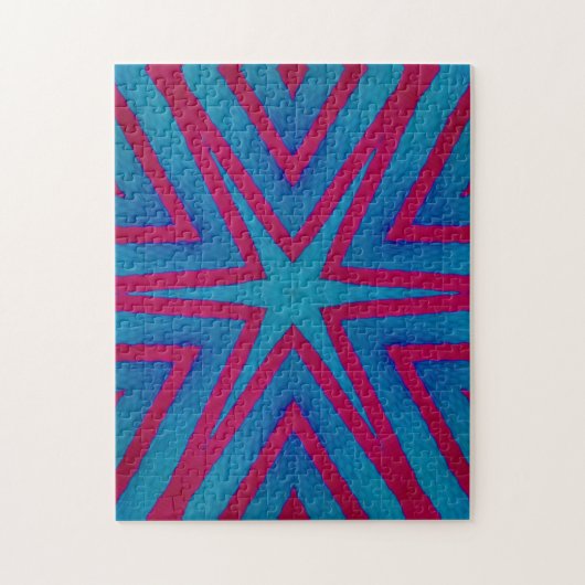 星の赤と青の幾何学的 ジグソーパズル (縦)