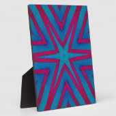 星の赤と青の幾何学的 フォトプラーク (側面)