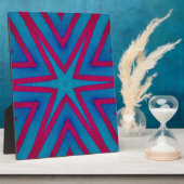 星の赤と青の幾何学的 フォトプラーク (側面)