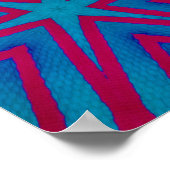 星の赤と青の幾何学的 ポスター (角)