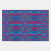 星の赤と青の幾何学的 ラッピングペーパーシート (正面2)