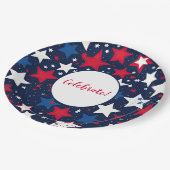 星の輝き： 9インチ赤、白、青 ペーパープレート (アングル)