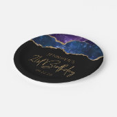 星の輝くアゲートジオード 青紫 21歳の誕生日パーティー ペーパープレート (アングル)