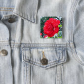 星の輝く赤いバラの花 缶バッジ (インサイチュ)