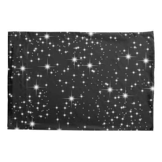 星の輝く黒と名前 枕カバー (裏面-左)