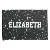 星の輝く黒と名前 枕カバー (正面右)