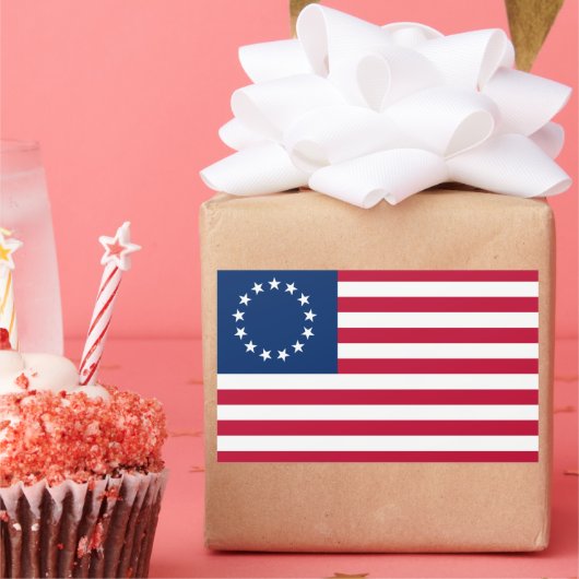 星の輪，ベッツィ・ロスのアメリカ国旗 長方形シール (パーティー)