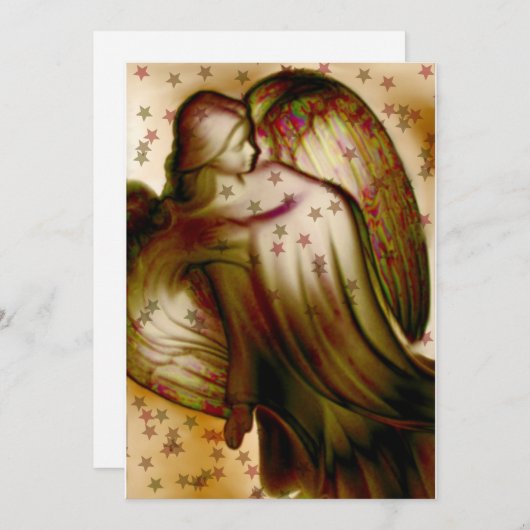 星の金色の天使のグリーティングカード シーズンカード (正面/裏面)