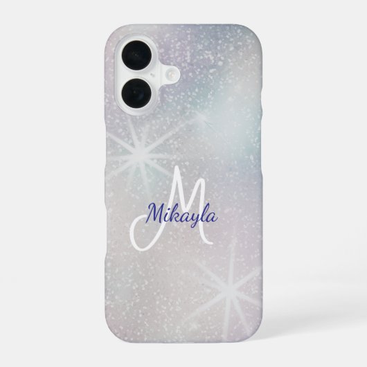 星の銀グリッター iPhone 16ケース (裏面)