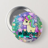 星の銀河系で魔法のユニコーン 缶バッジ (正面&裏面)