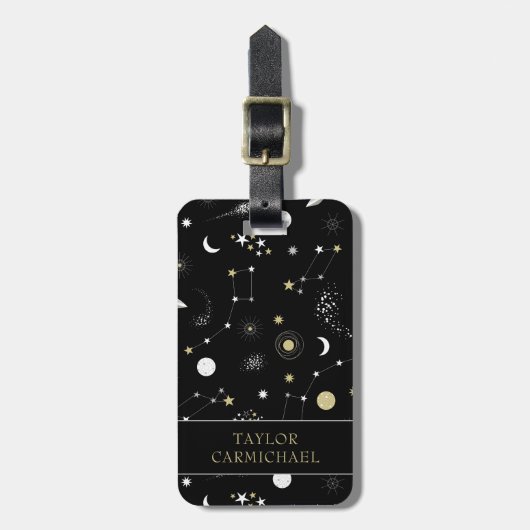 星の銀河系の宇宙パターン ラゲッジタグ (正面縦)