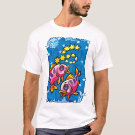 星の魚座ピンク Tシャツ