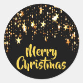 星の黒い聖降誕祭輝く祝 ラウンドシール (正面)