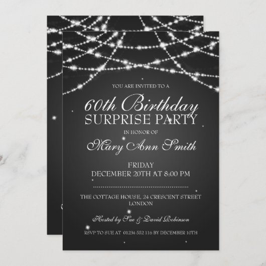 星の黒の驚きの誕生会の一連 招待状 (正面/裏面)