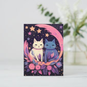 星はがき下の神秘的な猫たち ポストカード (スタンド正面)