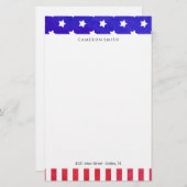 星は及び-名前をカスタムするを縞で飾ります 便箋 (正面/裏面)