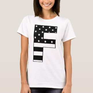 星は手紙Fを縞で飾ります Tシャツ