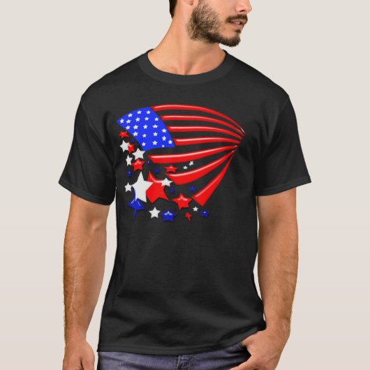 星は旗アメリカの旗のTシャツをちりばめました Tシャツ (正面)