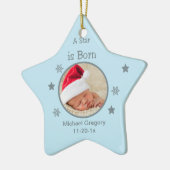 星は生まれるパーソナライズな写真のオーナメントはです(青い) セラミックオーナメント (左)