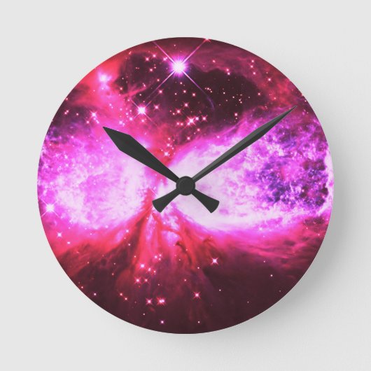 星は生まれるピンクです ラウンド壁時計 (正面)