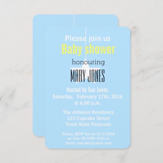 星は生まれるベビーシャワーの招待状です 招待状 (正面/裏面)