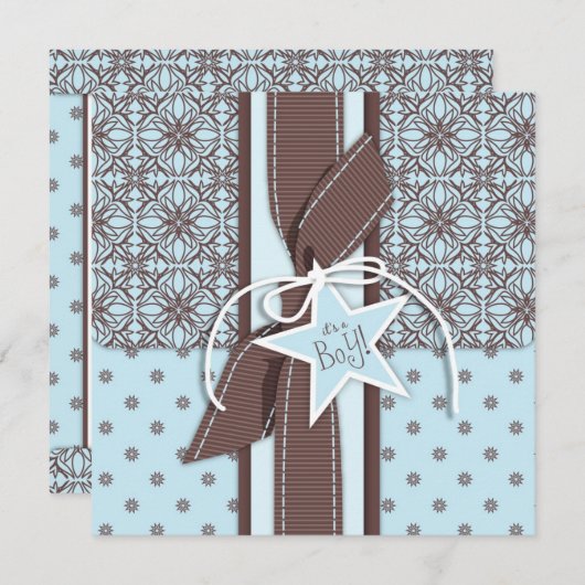 星は生まれる男の子の招待状の正方形です 招待状 (正面/裏面)