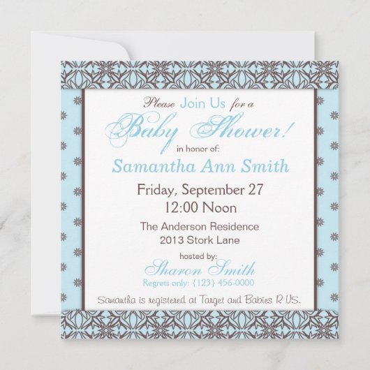 星は生まれる男の子の招待状の正方形です 招待状 (裏面)