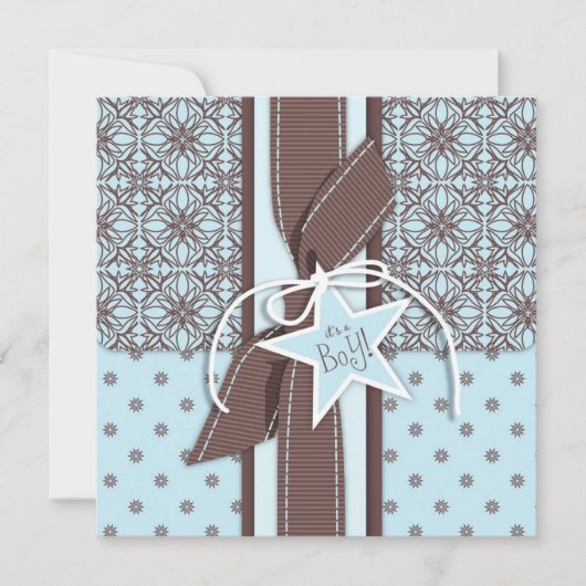 星は生まれる男の子の招待状の正方形です 招待状 (正面)