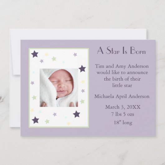 星は生まれラベンダー 案内状 (正面)