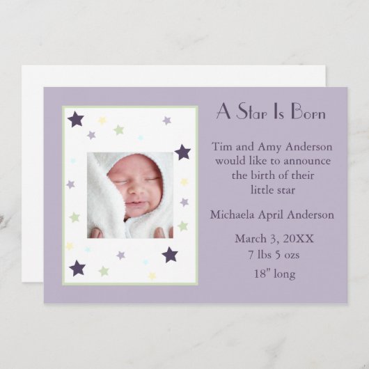 星は生まれラベンダー 案内状 (正面/裏面)