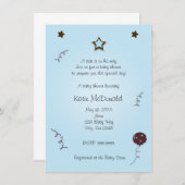 星は赤生まれちゃんのシャワーか誕生日の招待状 招待状 (正面/裏面)