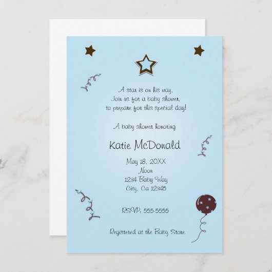 星は赤生まれちゃんのシャワーか誕生日の招待状 招待状 (正面/裏面)