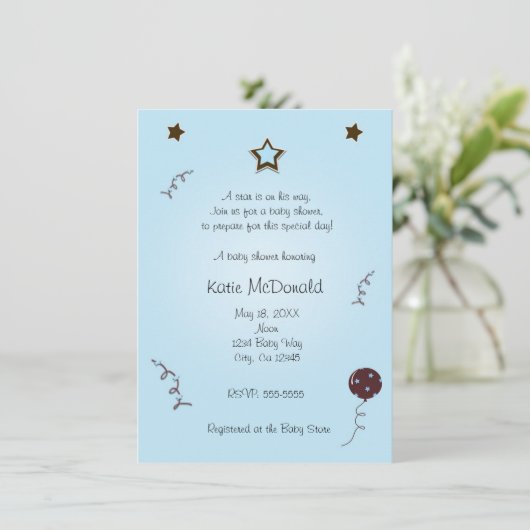 星は赤生まれちゃんのシャワーか誕生日の招待状 招待状 (スタンド正面)