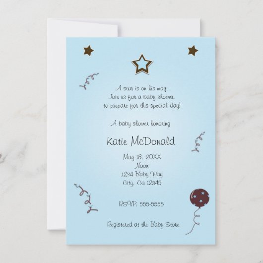 星は赤生まれちゃんのシャワーか誕生日の招待状 招待状 (正面)