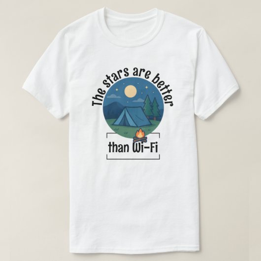 星はWi-Fiより優れている Tシャツ (デザイン正面)