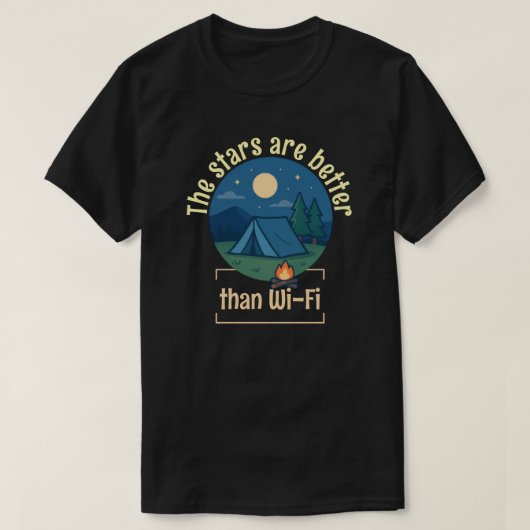 星はWi-Fiより優れている Tシャツ (デザイン正面)