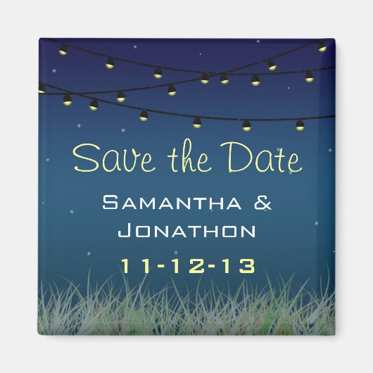 星ぶら下がったの下の夜の光は日付を保存 マグネット (正面)