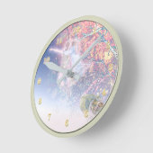 星への魔法の森の願い ラウンド壁時計 (傾斜)