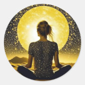 星めい想の夜の満月の女性 ラウンドシール (正面)