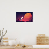 星や惑星で宇宙を探検する宇宙飛行士 ポスター (キッチン)