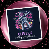 星や惑星のある宇宙ロケットに搭乗する宇宙飛行士 スタンダードカクテルナプキン