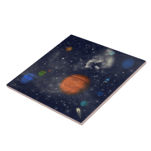 星や惑星のある銀河 タイル (側面)